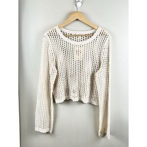 Rebellion Again NWT Women's Open Knit Sweater Long Sleeve Cover Top Blouse Lg